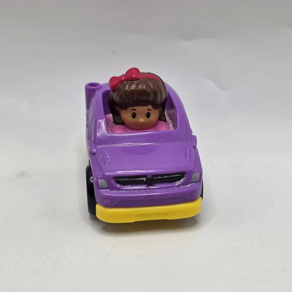 Fisher-Price Little People Wheelies Purple SUV Girl Pink Bow Car Mattel Toy